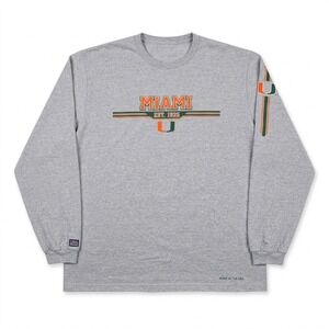 VTG Miami Hurricanes Shirt The Cotton Exchange XL‎ Long Sleeve Gray Made In USA